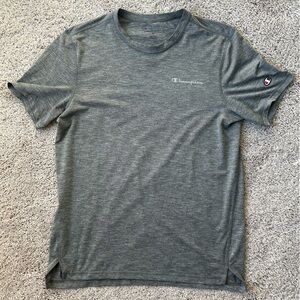Champion Gray Heather Performance Tee with Sleeve Logo